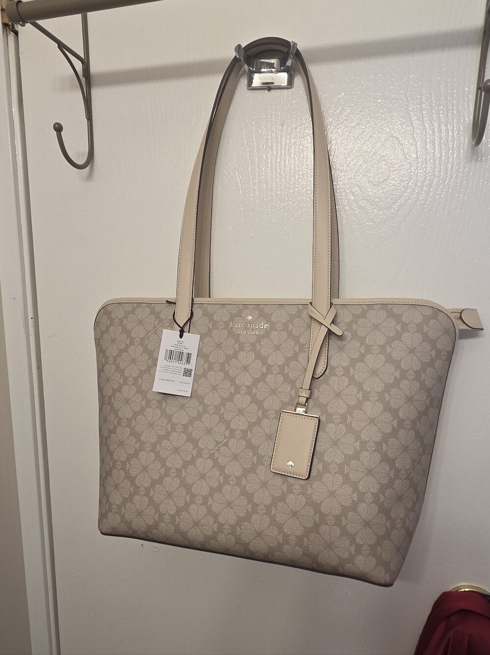 NWT Kate Spade Flower Pv Dark Beige Tote